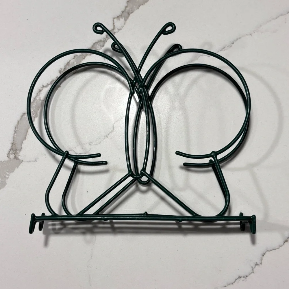 Green Metal Coated Butterfly Napkin Holder Picnic Summer Beach Backyard BBQ